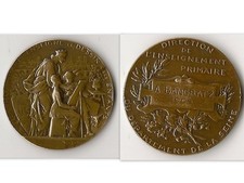 MEDAILLE BRONZE LOUIS BOTTEE LA VILLE DE PARIS ENSEIGNE LE DESSIN A SES ENFANTS