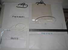 LOT DE 4 POCHES PAPIER SACS SHOPPING PUBLICITAIRE CHANEL PUCCI GUERLAIN-OCCASION