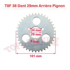 38T T8F 29mm Arrière Chaîne Pignon 43cc 49cc Mini Moto Pocket Bike Scooter goped