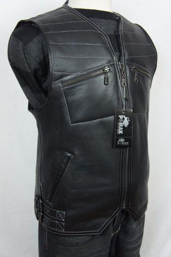 Gilet cuir mouton noir - cuir, de