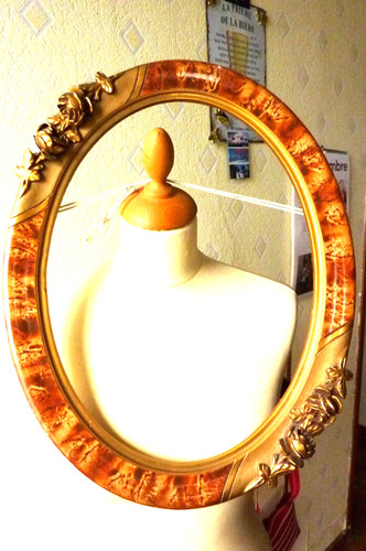 Beau cadre ancien ovale bois - , &