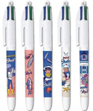 LOT DE 5 STYLOS BIC 4 COULEURS - COLLECTION / EDITION BRETAGNE ( FRANCE )