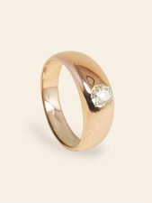 Bague jonc or rose diamant