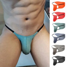 Hommes Solide Sexy G String Pénis Poche Culotte Ouverte Devant Sous- /