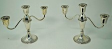 Pair of 7 1/2 Inch Tall Sterling Silver Candelabra Duchin Creation Candlesticks