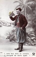 BJ710 Carte Photo vintage card RPPC Homme uniforme spahis Maroc fantaisie