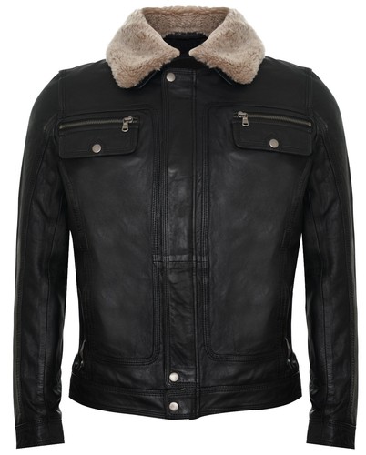 Homme cuir noir veste - cuir,