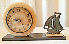 Horloge de cheminée marbre et régule, style art déco, en état de fonctionnement