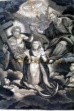 GRAVURE ANCIENNE JOHANN ELIAS RIDINGER BENEDICTUS FRUCTUS VENTRIS TUI JESUS 16É