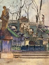 Belle Peinture Pierre LAPRADE Statue Gouache Papier Modèle Art Deco 1950 Ancien