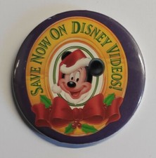 RARE BIG PIN'S BADGE PINBACK .. DISNEY USA STORE STAFF VINTAGE MICKEY NOEL ~21
