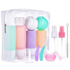 15 Pièce Bouteilles de Voyage Set pour Toilette Compressibles Shampooing Couleur