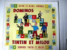AFFICHETTE DOMINO TINTIN   JEUX NOEL 1970  FORMAT  32 X 34  cm