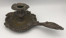 ANCIEN BOUGEOIR à MAIN En BRONZE RAT De CAVE CHANDELIER Style ROCAILLE Louis XV