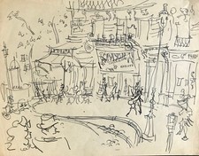 Charles Bégo (élève Gen Paul) - Dessin original - Encre - Paris, le delta