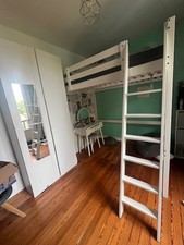 Structure lit mezzanine IKEA, blanc, 140x200 cm, Très bon état, sans matelas