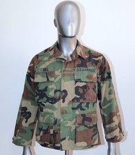 1990s US Marines Corps USMC Woodland Camouflage BDU Combat Jacket Small Short