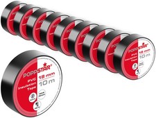 10x 10m Bande isolante (ruban d'étanchéité PVC - ruban adhésif), noir