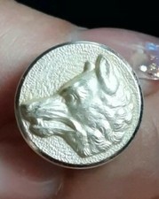 M02 tête de loup blanc nacré D17mm bouton de vénerie de chasse d'uniforme 