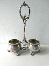 ancien porte huilier vinaigrier en métal argenté, poinçon L et lion couché