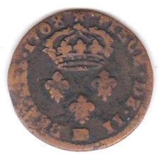 2 deniers 1708 BB  Strasbourg, Louis XIV en cuivre