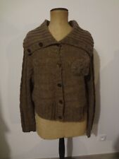 OPALINE 46 48 GILET ORIGINAL ANGORA LAINE MARRON PULL HAUT QUALITE SUPER DOUX  G