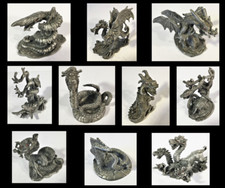 ENSEMBLE DE 10 FIGURINES DRAGON CHIMÈRE 1,2 kg Étain FANTASY ART gothic pewter
