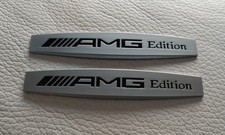 Lot 2 EMBLÈME 3D METAL gris anthracite LOGO MERCEDES AMG EDITION sticker au dos