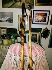  Bâtons - Cannes - berger - torsadés dragonne cuir  138cm ( M.B ) anciennes