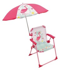 Chaise Avec Parasol Flamant Rose Pliable  38x38x53 Cm Neuf Dans Son Emballage