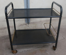 MATEGOT (attribué)Desserte en métal laqué noir à double plateau en tôle perforée