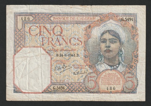 Ww2 francs algerie 1941 - algerie,