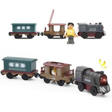 Locomotive Electrique Train en Bois, Train Electrique Enfant Rétro, 1Train El...