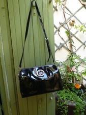 Sac à main authentique ARMANI Jeans noir vernis NEUF