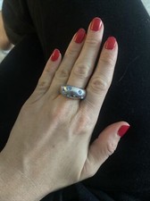 Bague YVES SAINT LAURENT en argent massif et pierres bleus (cristal Swarovski )