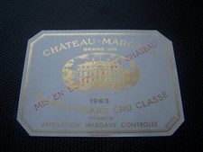 étiquette vin chateau Margaux 1963 1er grand cru classé wine label wein etikett