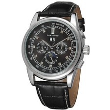 Montre bracelet en cuir de luxe pour homme mouvement automatique affichage de...