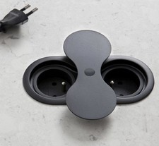 Bloc de 2 prises Eight Affleurant à Encastrer Couleur Noir