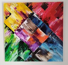tableau abstrait coloré– art contemporain moderne – Oeuvre originale signée 