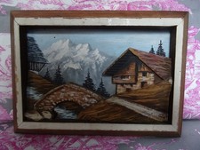 Ancien Tableau Bois Sculpté 