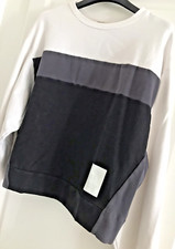 Sweat Crop Tricolore Blanc