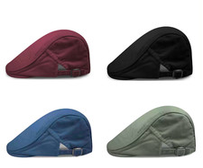 Casquette plate gavroche en coton Taille réglable Noir Bleu Vert militaire Rouge