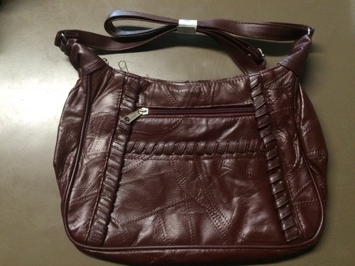 Maroon leather whipstitch - maroon,