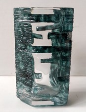 VASE CRISTAL VERT SIGNE DAUM FRANCE MODELE ARGOS  CESAR BALDACCINI 1970 HT 22 CM