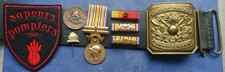 CEINTURON SAPEURS-POMPIERS avec  Insignes et Médailles
