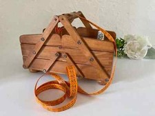 6⚜️ Ancienne Petite Travailleuse, Boite à Couture en Bois Vintage Authentique