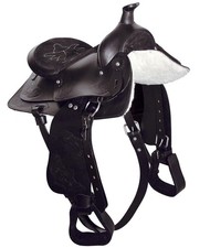 Selle western junior en cuir de la taille d'un poney, complète avec sitepod et é