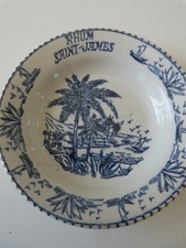 Coupelle assiette cendrier publicitaire en faïence RHUM SAINT-JAMES Martinique