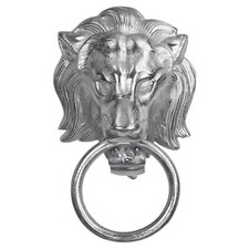 Porte-serviettes anneau tête de lion heurtoir de porte argenté alu Womo-Design®