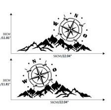 2x autocollant boussole de montagne caravane camping-car voiture